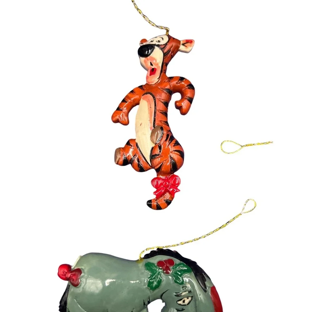 Vtg Disney Wooden Christmas‎ Ornaments Santa Mickey Pooh  3